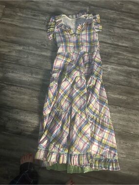 Plaid Ruffle Maxi Dress - sue sartor